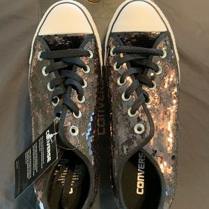Converse Gunmetal hologram sequins sneakers